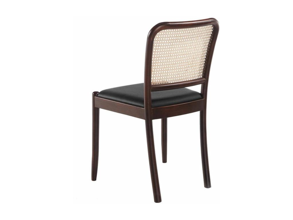 Homelumiere rattan chair in black faux leather and ash wood - Set of 2 - Colour: Homelumiere 75 Anthracite Grey