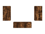 3-piece wall-mounted TV unit with Bohometop LED lighting, smoked oak finish, 85685DGGC