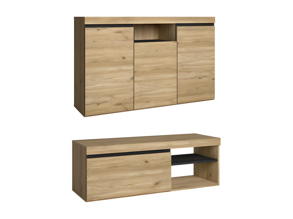 Bohometop dining room set, sideboard/TV stand, 120cm, black oak, 37277NZMX