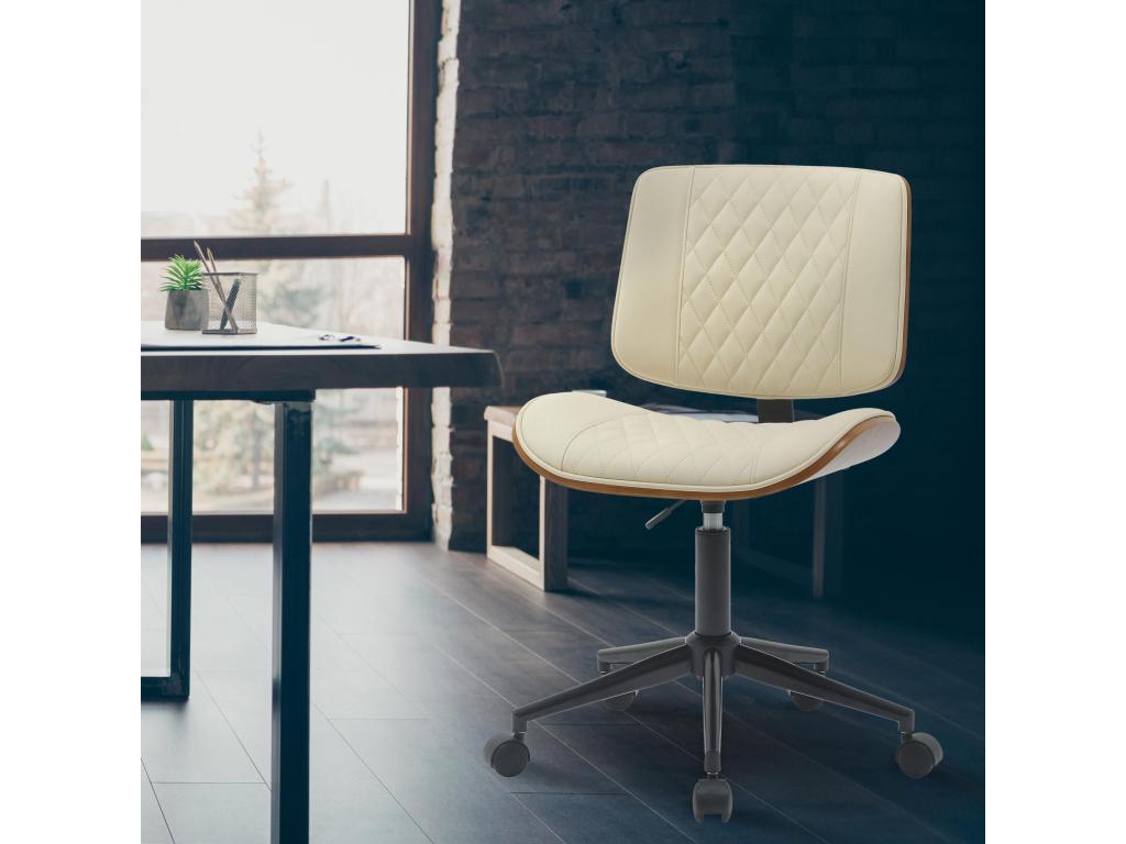 Office chair - Wood - Walnut / Cream - Bohometop 71810ZWEE