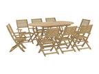 Bohometop 9-Piece Solid Wood Garden Dining Set 70751FUEL