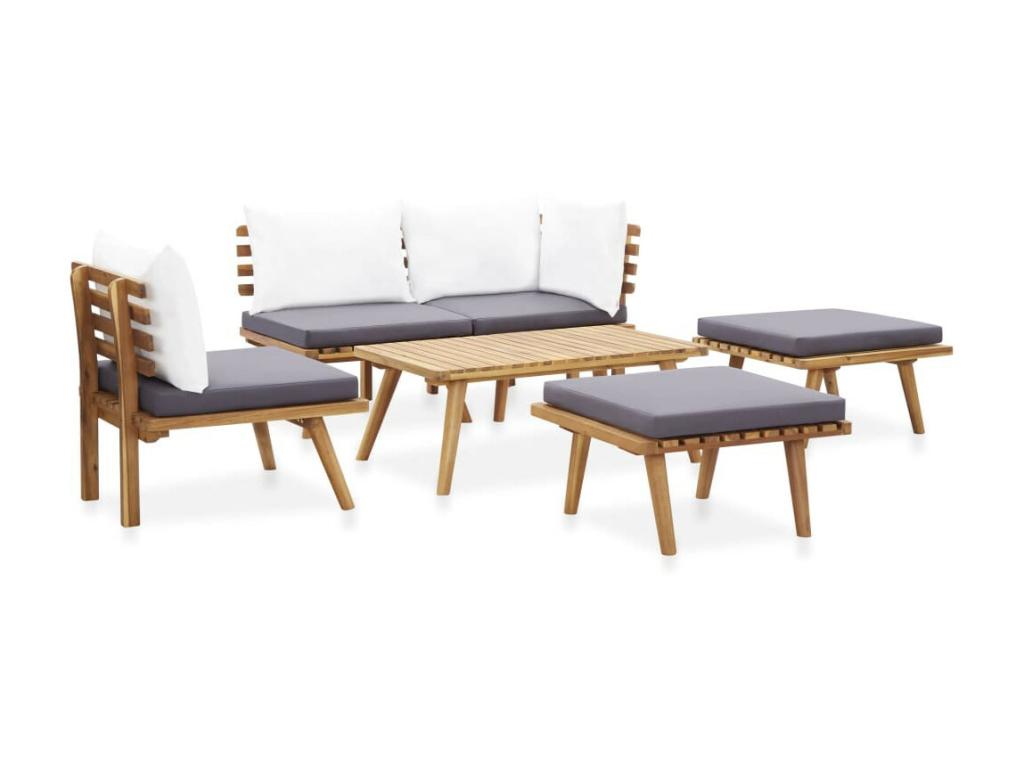 6-piece garden furniture set, solid wood, Bohometop 09459HRZC