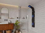 Thermostatic hydromassage shower column with LEDs and Bluetooth - W20 x H165 cm - Black - Bohometop V 63624YJUK