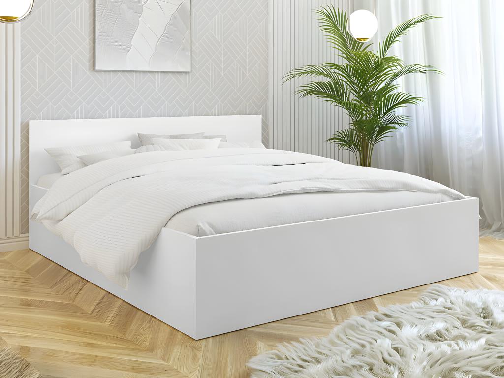 Bohometop 100 Double White Bed 160x200 Laminate Slatted Base 164x204x80cm 64546YGHH
