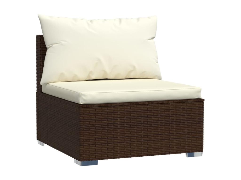 10-piece garden furniture set with cushions, brown woven resin