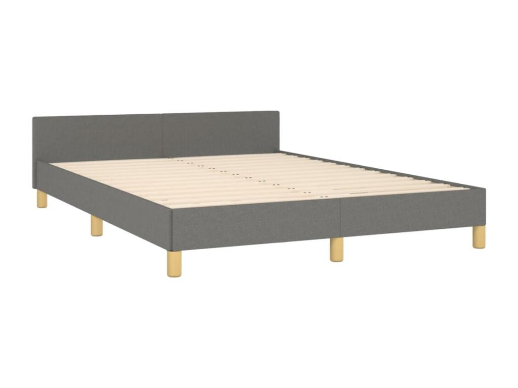 Bed with headboard, dark grey, 140x200 cm, fabric