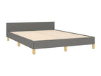 Bed with headboard, dark grey, 140x200 cm, fabric