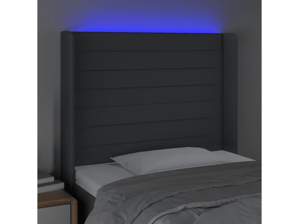 Dark Grey LED Headboard 83x16x118/128 cm Fabric 46325CEAS