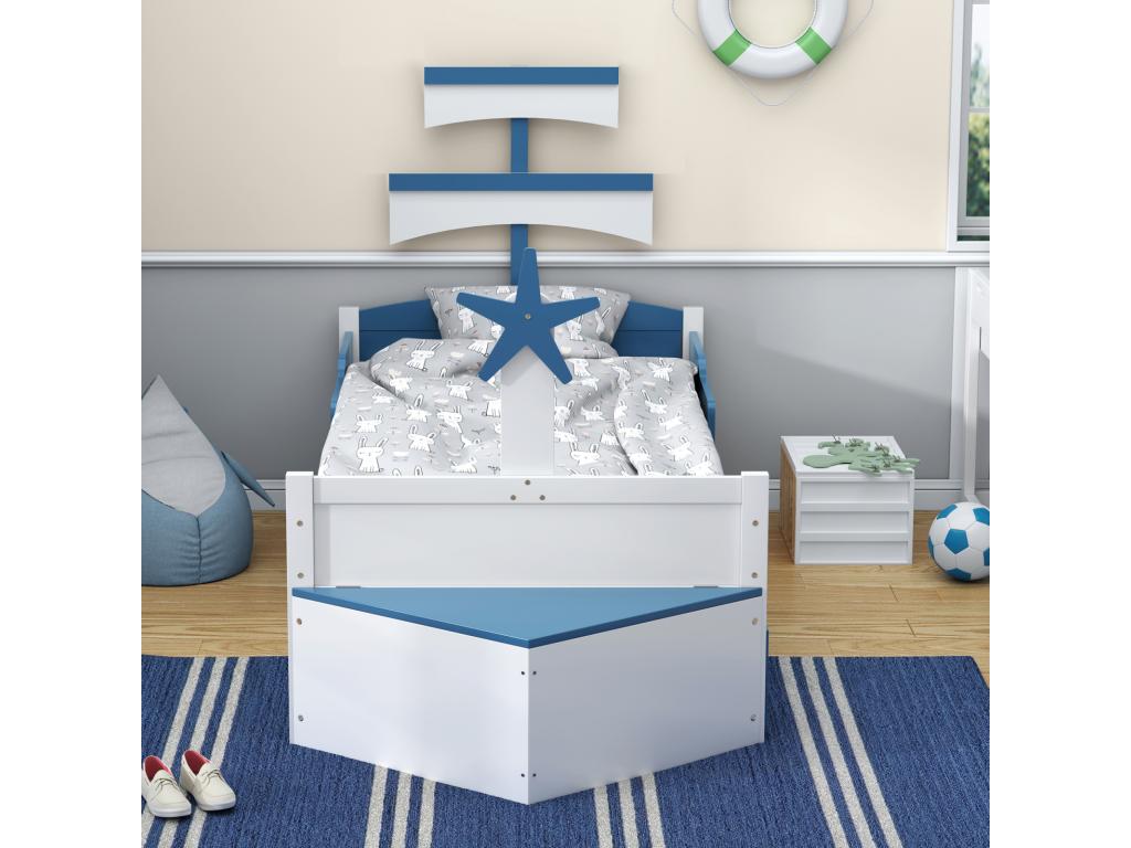 Trundle bed 90x200cm 90x190cm sailboat-shaped bed frame with slatted base at Bohometop blue storage cupboard 77000ZZAU