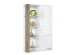 Bohometop Matte White and Oak Effect Cabinet with Lacquered Doors, WxHxD 95x151.5x36 cm, 10152IYGI