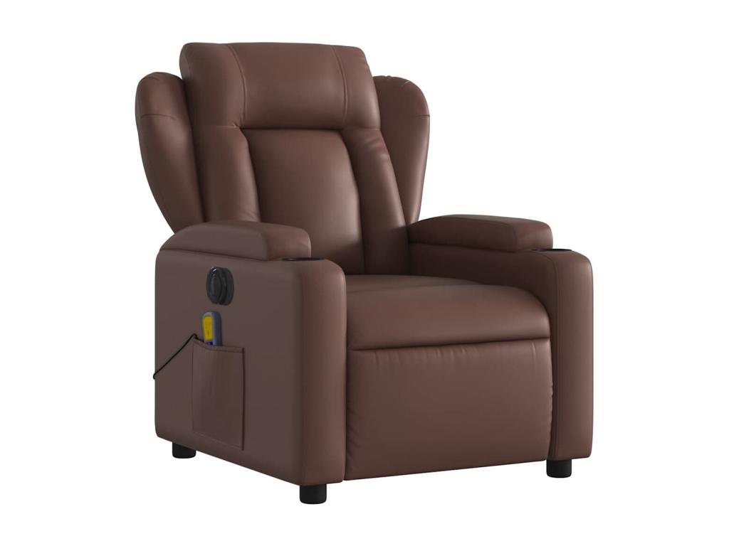 Brown faux leather electric reclining massage chair 59889ENTW