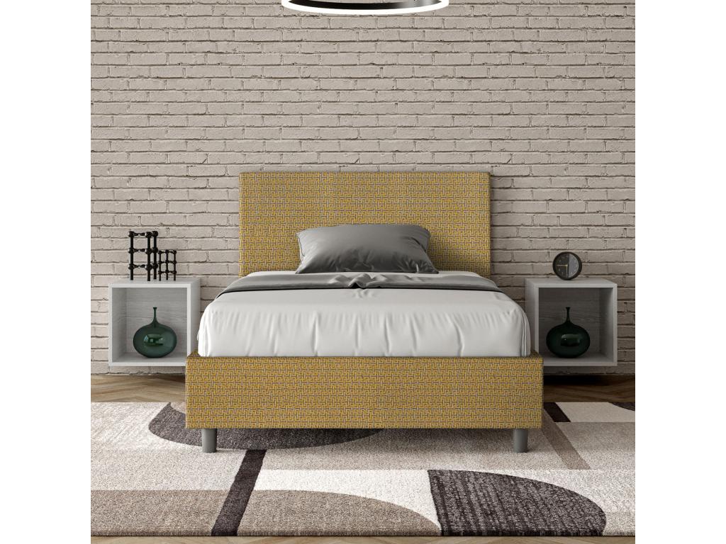 Single bed without slatted base, upholstered, 120x190 cm, Labirinto 6 yellow fabric, Homelumiere