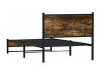 Metal bed frame without mattress, smoked oak, 107x203 cm, 09294JBYV