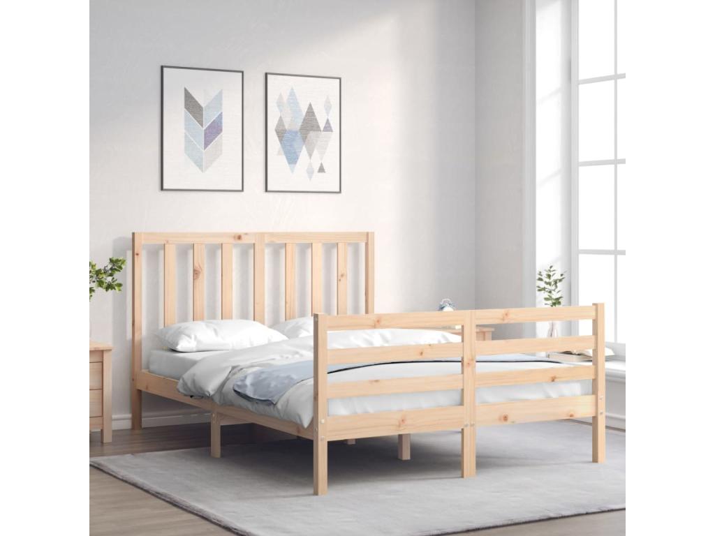 Bed frame without mattress 140x190 cm solid pine wood