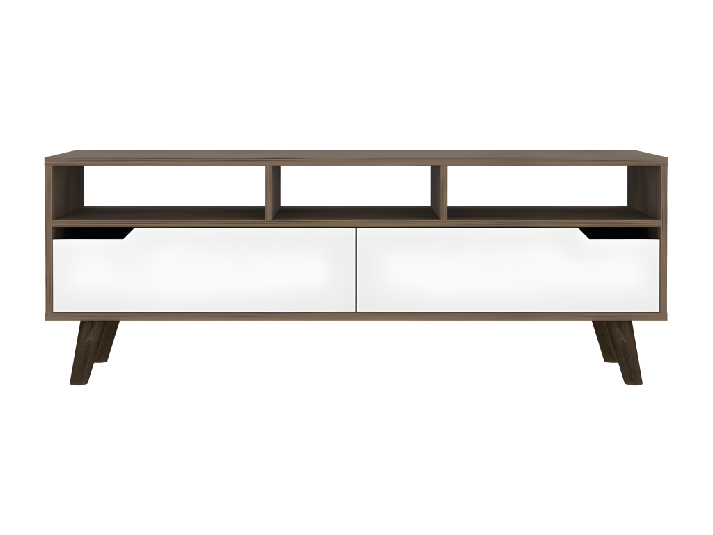 Bohometop TV cabinet with lower shelves, 51 cm W x 39 cm D x 137 cm H, walnut/white, 47400IHBN