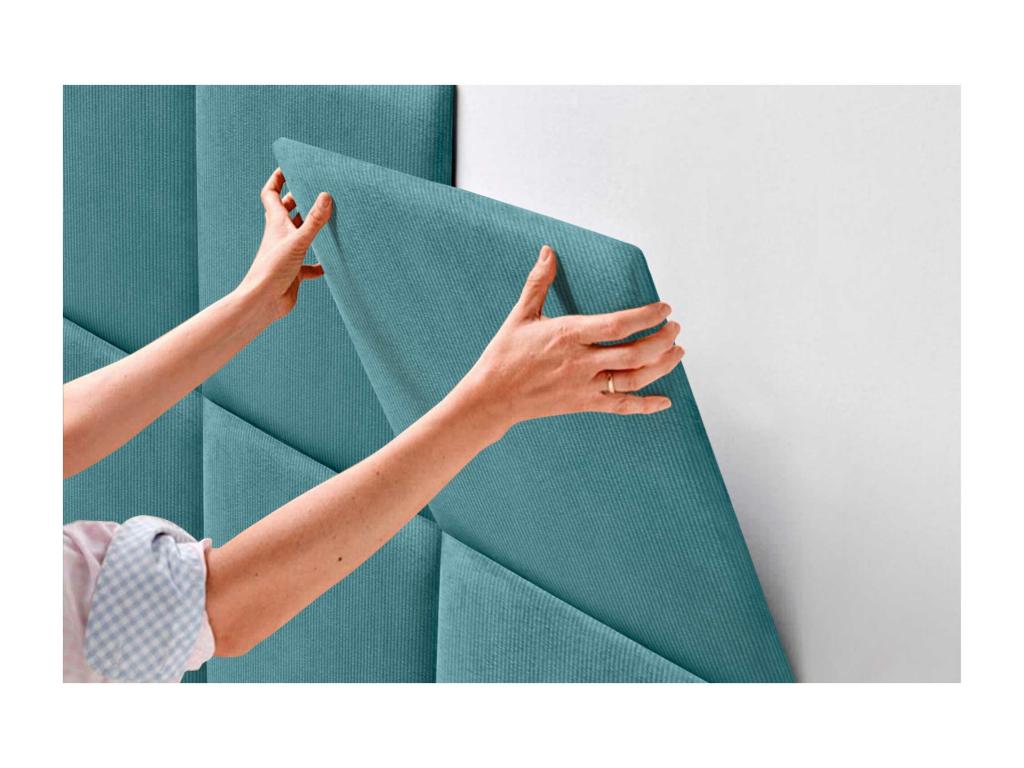 Homelumiere Upholstered Headboard in Quality Corduroy, Homelumiereérieure composed of interchangeable self-adhesive panels, turquoise, 105 cm