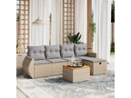 Bohometop 6-piece garden furniture set with cushions, beige wicker resin, 15178KNXL