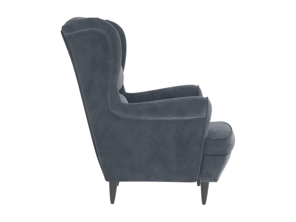 Dark grey velvet armchair