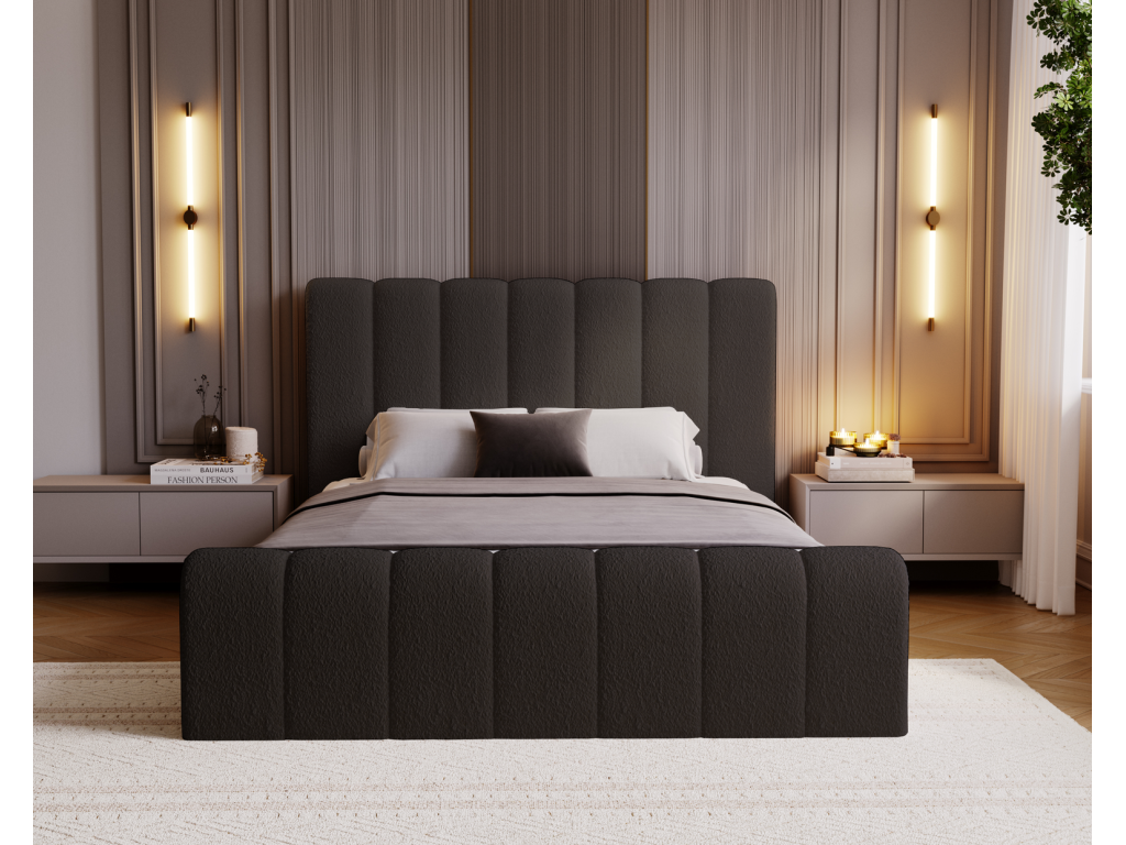 Bohometop Bed 140x200 Bohometop - Upholstered Bed with Storage Slatted Base Bohometop Adult Bed 140x200 Looped - Black Bohometop 19 83648AAQN