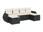 6-piece garden furniture set with cushions, black woven resin 09088TCHW
