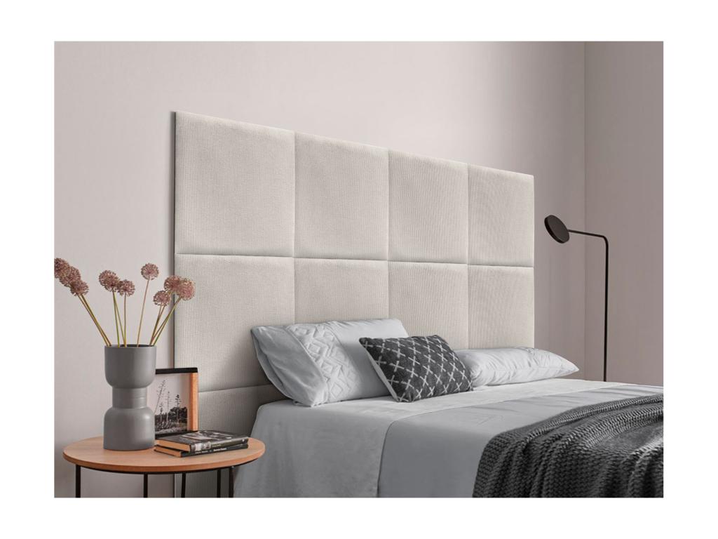 Homelumiere Upholstered Headboard in Quality Corduroy, Homelumiere Headboard composed of interchangeable self-adhesive panels, bone white, 220 cm