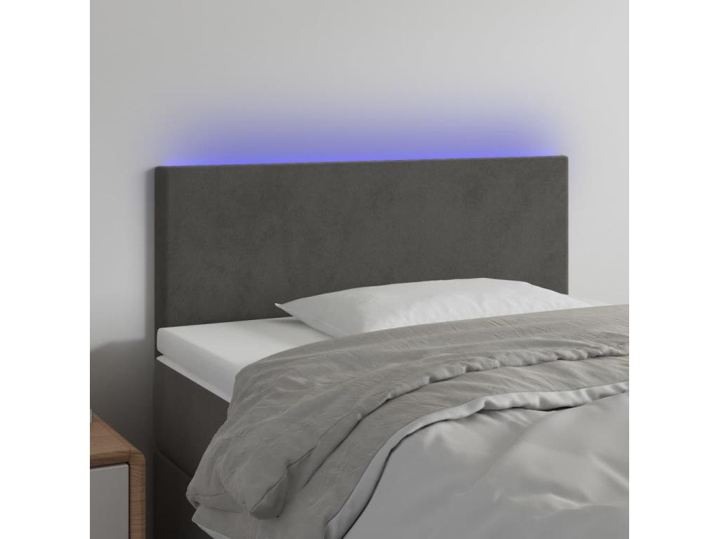 LED Headboard, Dark Grey, 100x5x78/88 cm, Velvet, 16233QIJE