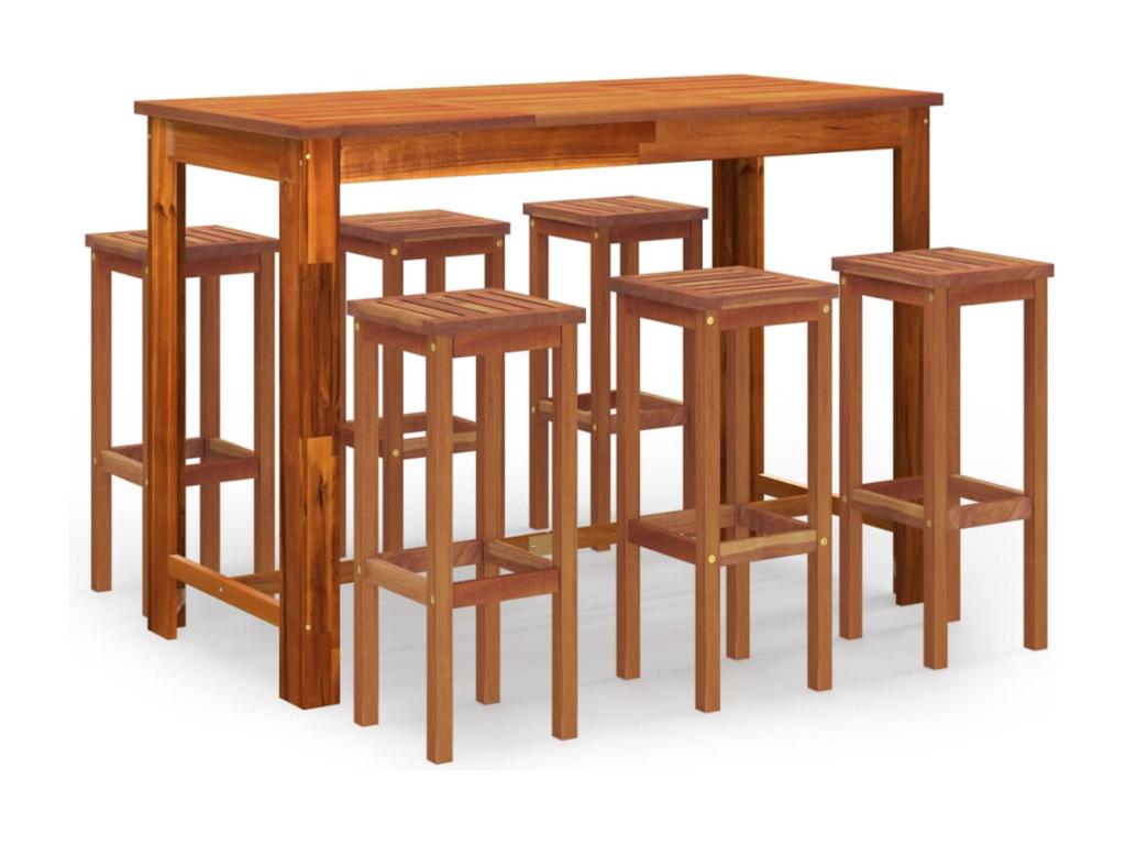 7-piece garden bar set, solid wood, Bohometop 2 66362BXHF