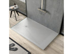 Light grey shower tray with slate finish, Homelumiere coloured grid - 140x100 cm