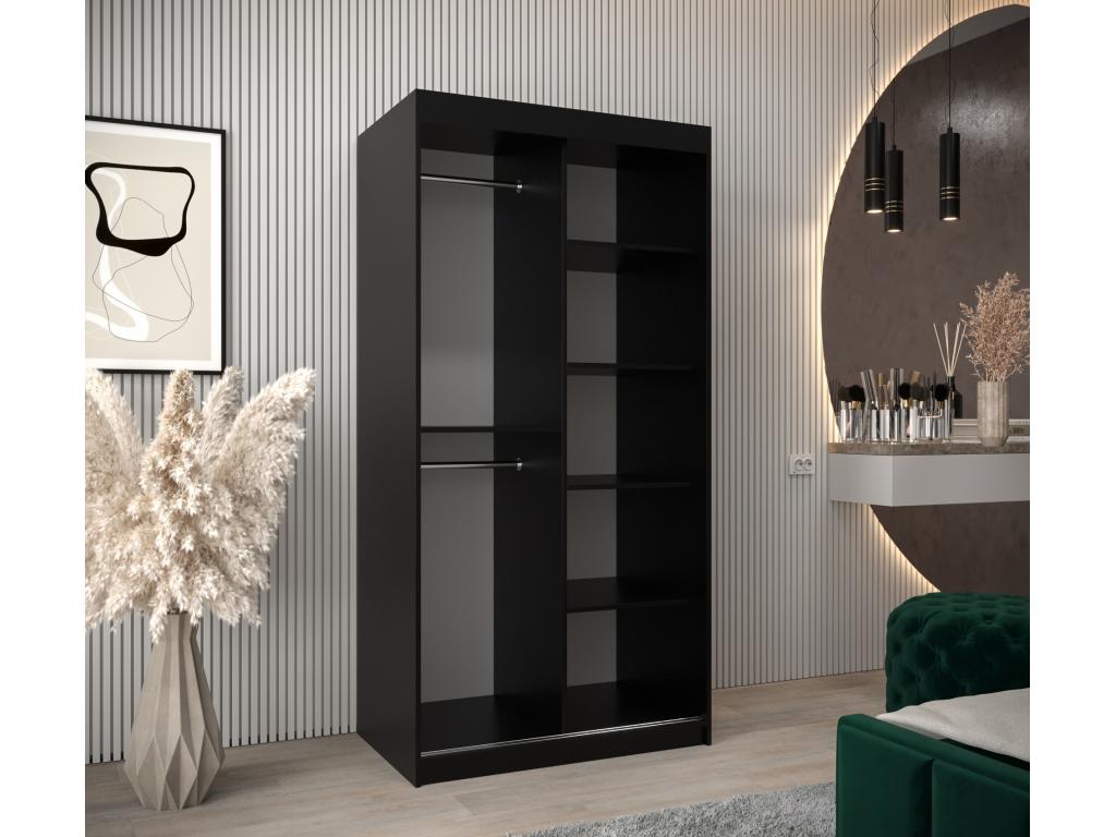 Homelumiere Sliding Door Wardrobe 200/100/62 2 Doors Black/Homelumiere