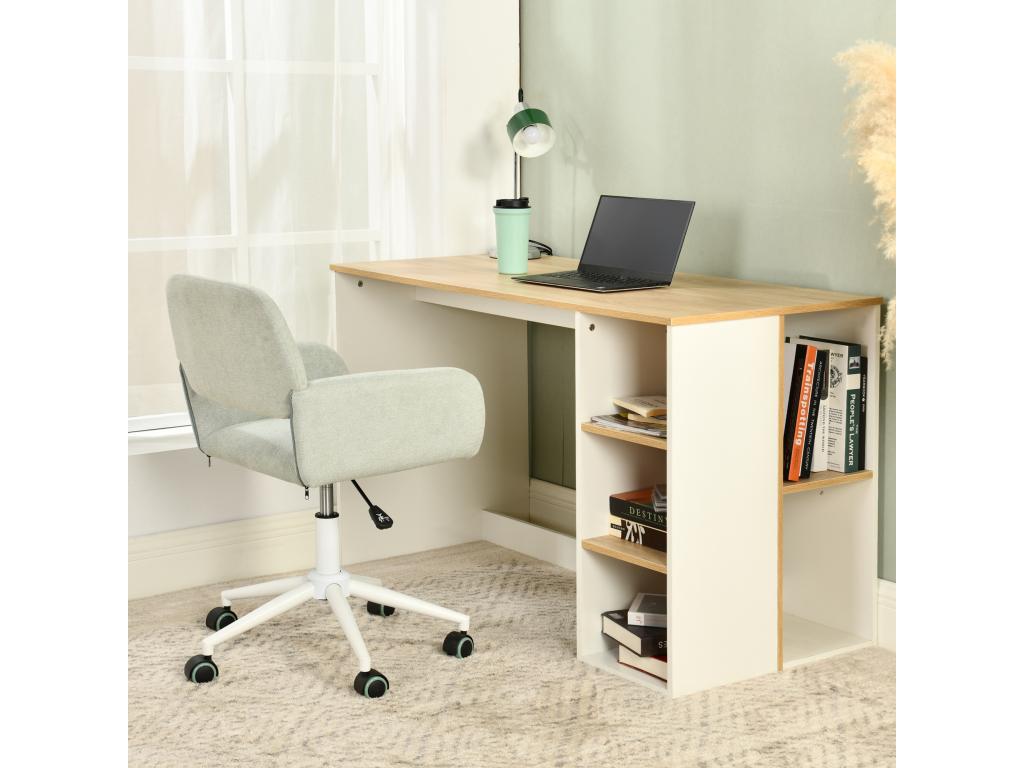 Bohometop Height-Adjustable 360° Swivel Office Chair in Pale Green Fabric Bohometop KD GREEN WHITE LEG 80892CGAU
