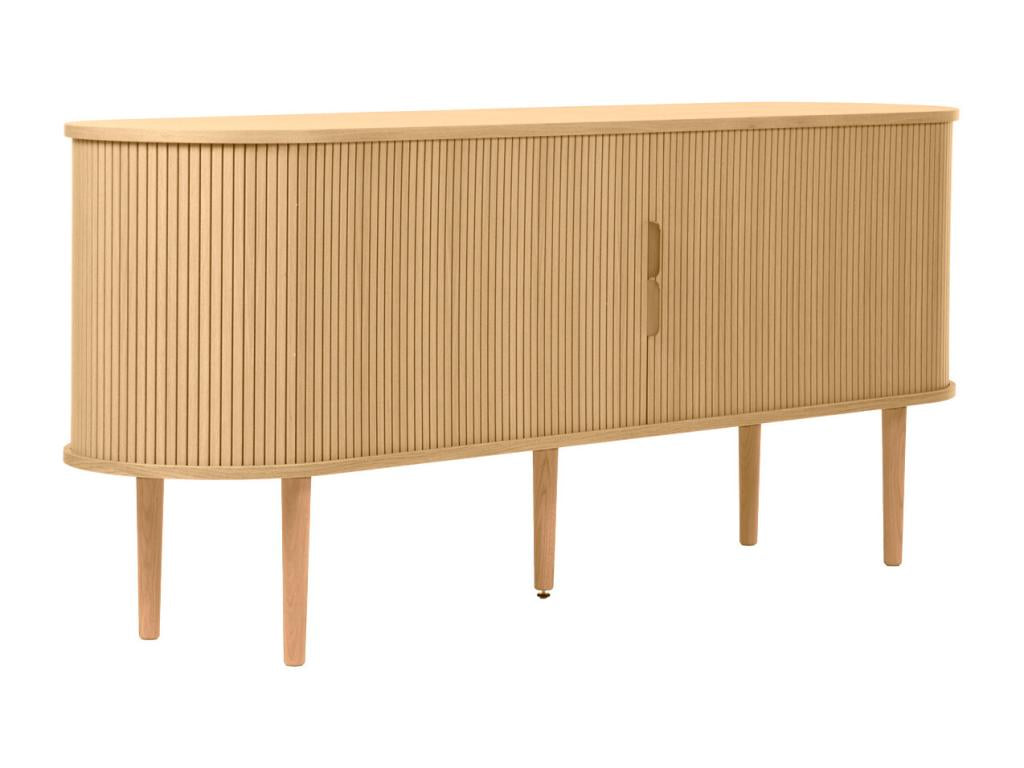 Vintage light oak wood sideboard with storage and 2 sliding doors, 180 cm wide, EPIC