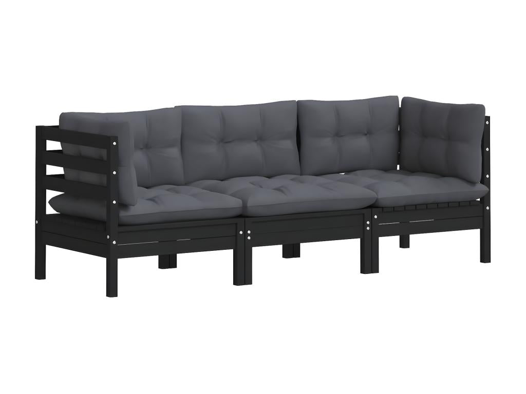 3-seater garden sofa with anthracite cushions, pine wood, 16507GNEA
