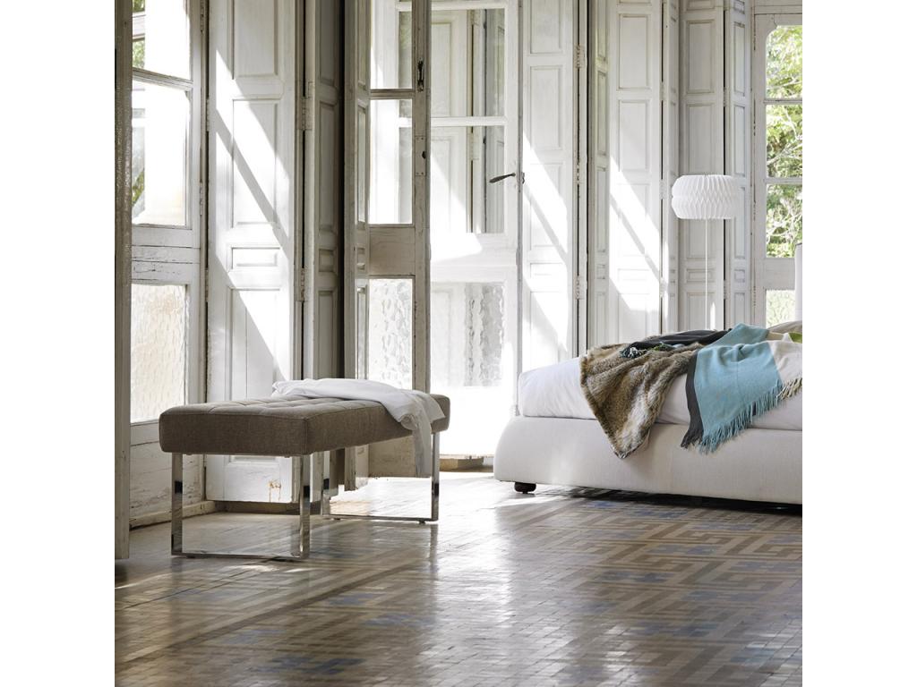 Upholstered bench in purple faux leather with stainless steel legs, Dez 120cm