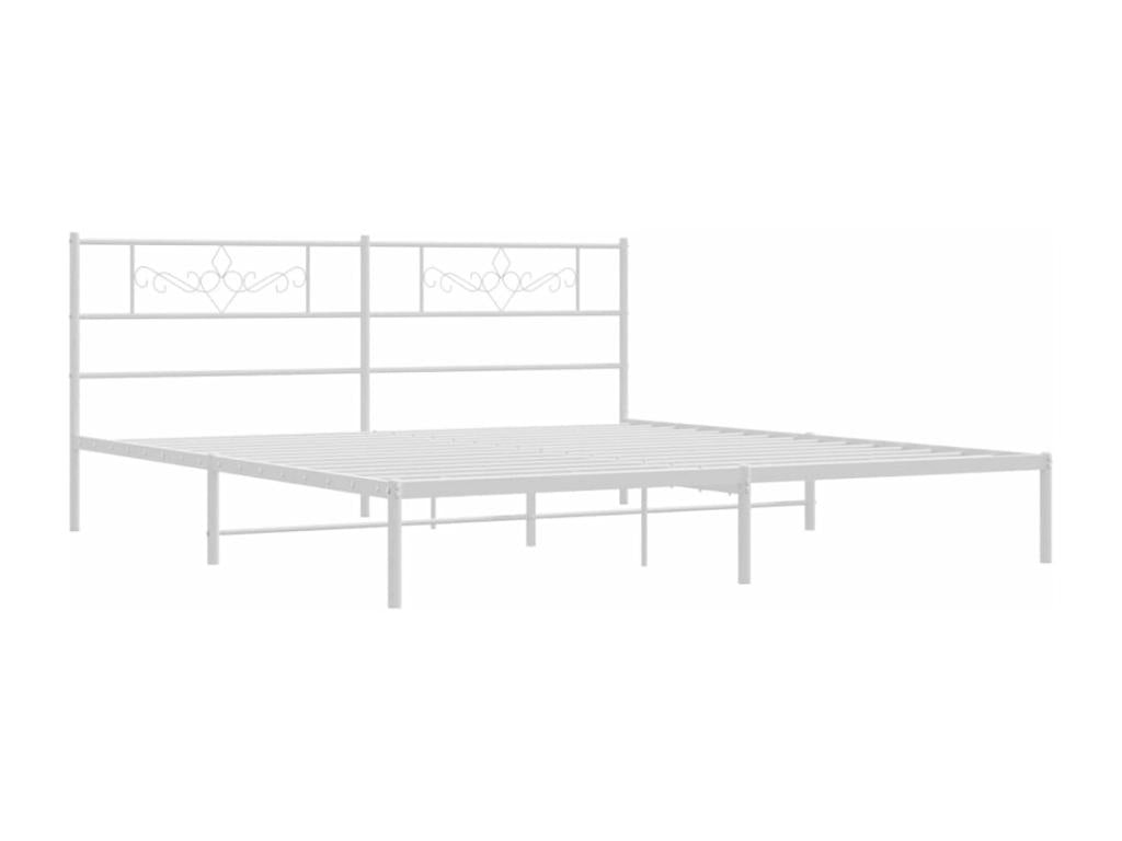 Metal bed frame with white headboard 193x203
