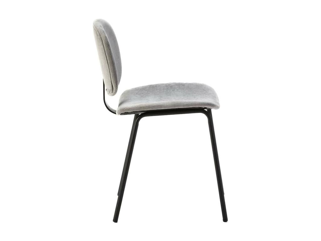 Bohometop - Set of 4 Light Grey Corduroy Chairs with Black Metal Legs 53663JQAW