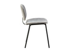 Bohometop - Set of 4 Light Grey Corduroy Chairs with Black Metal Legs 53663JQAW