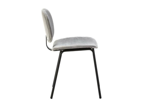 Bohometop - Set of 4 Light Grey Corduroy Chairs with Black Metal Legs 53663JQAW