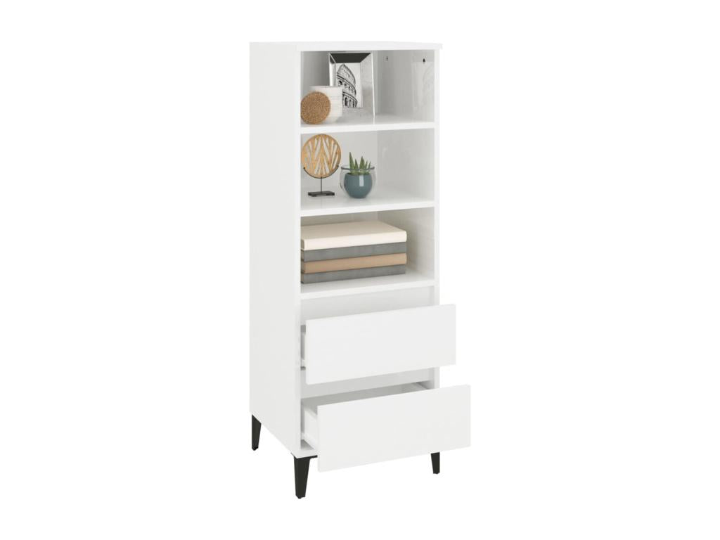 High-gloss white sideboard, 40x36x110 cm, engineered wood, 90245OYMG