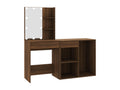 LED dressing table with cabinet, brown oak, engineered wood