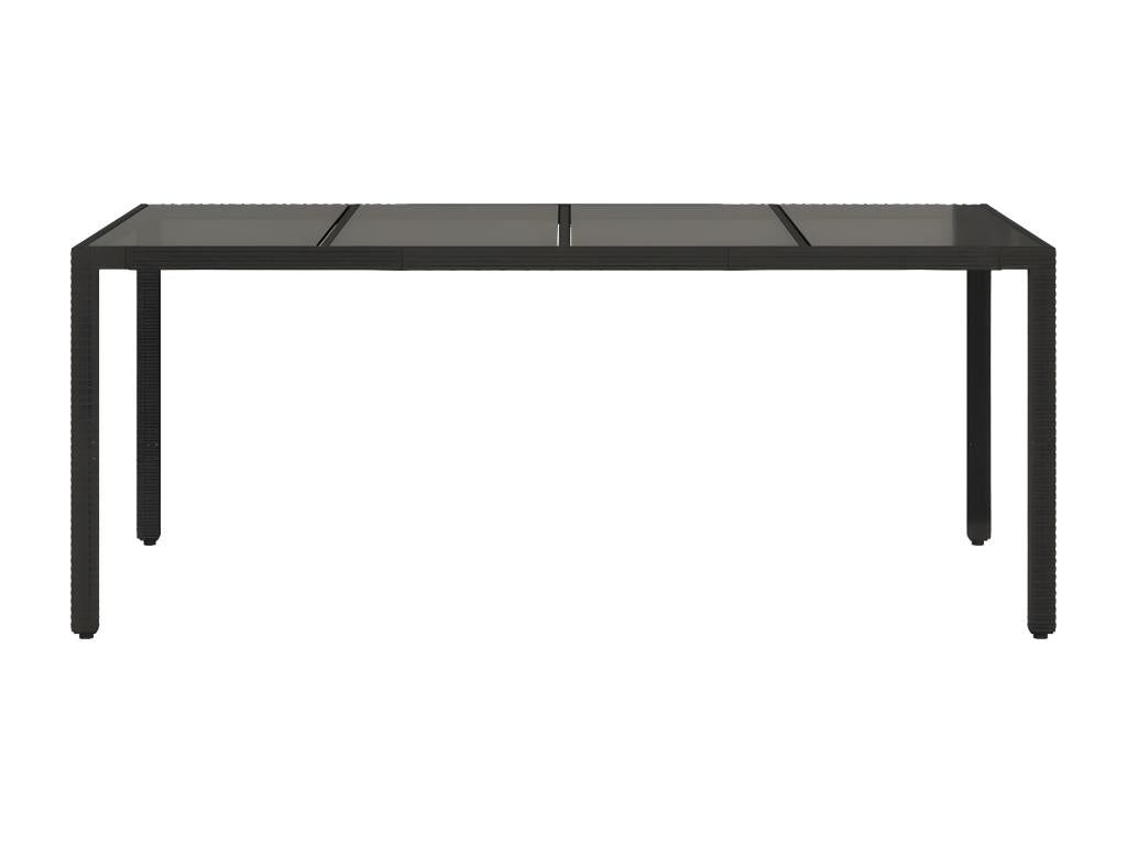 Homelumiere Premium - Garden table with glass top, black, 190x90x75cm, woven resin