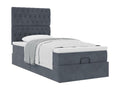 Ottoman bed frame with dark grey velvet mattress 90x190 cm 91328SWGF