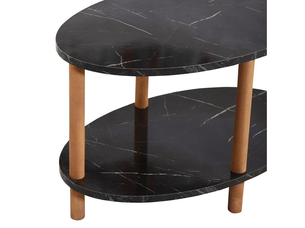 Bohometop oval coffee table 43x70x44 cm black marble Bohometop 09625PJMI