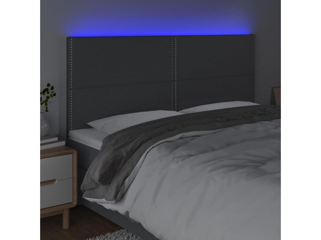 Dark Grey LED Headboard 180x5x118/128 cm Fabric 40947QAMK