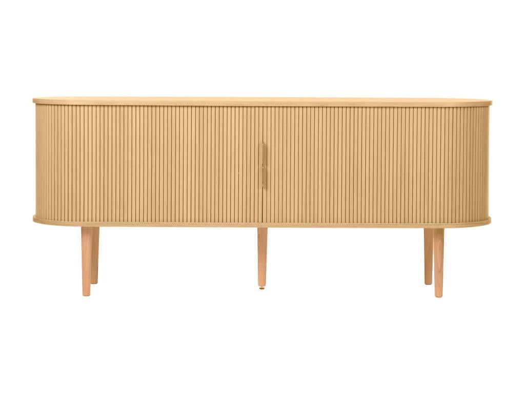 Vintage light oak wood sideboard with storage and 2 sliding doors, 180 cm wide, EPIC