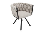 Set of 6 swivel linen chairs with armrests - black metal legs - Beige 65093UBRM