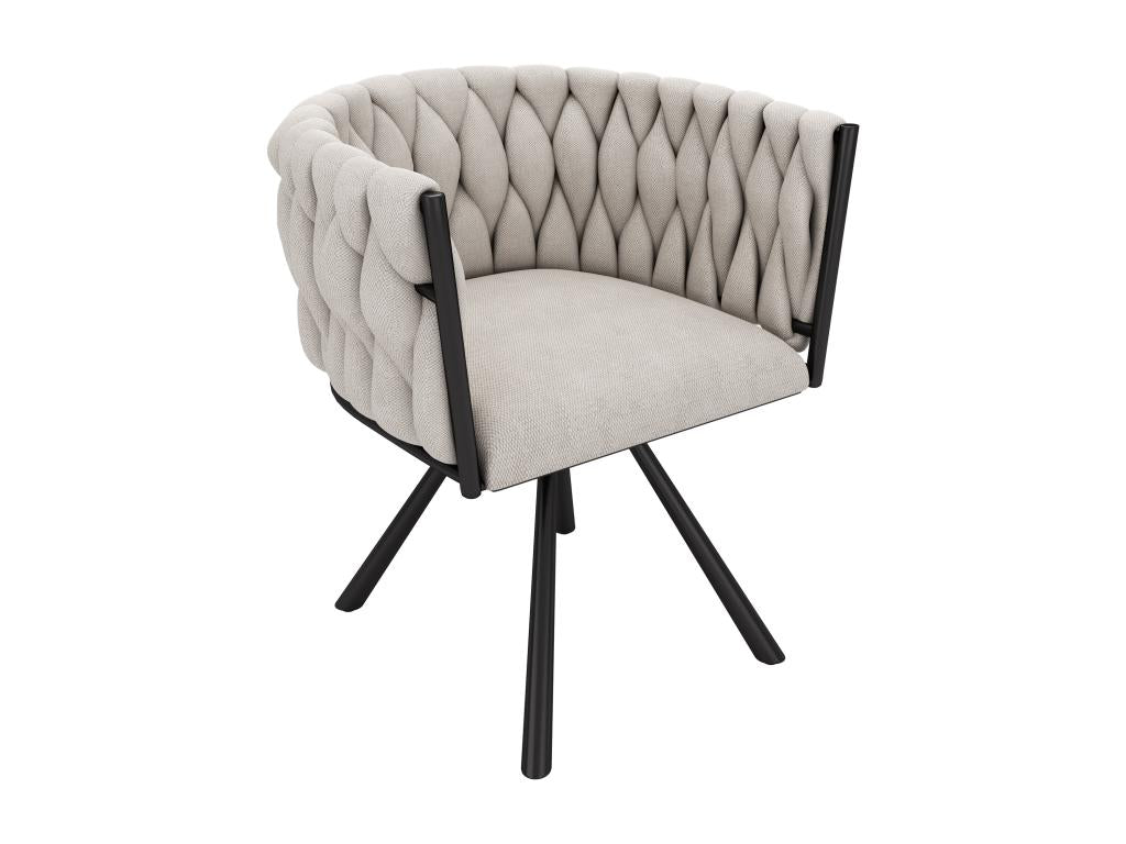 Set of 6 swivel linen chairs with armrests - black metal legs - Beige 65093UBRM
