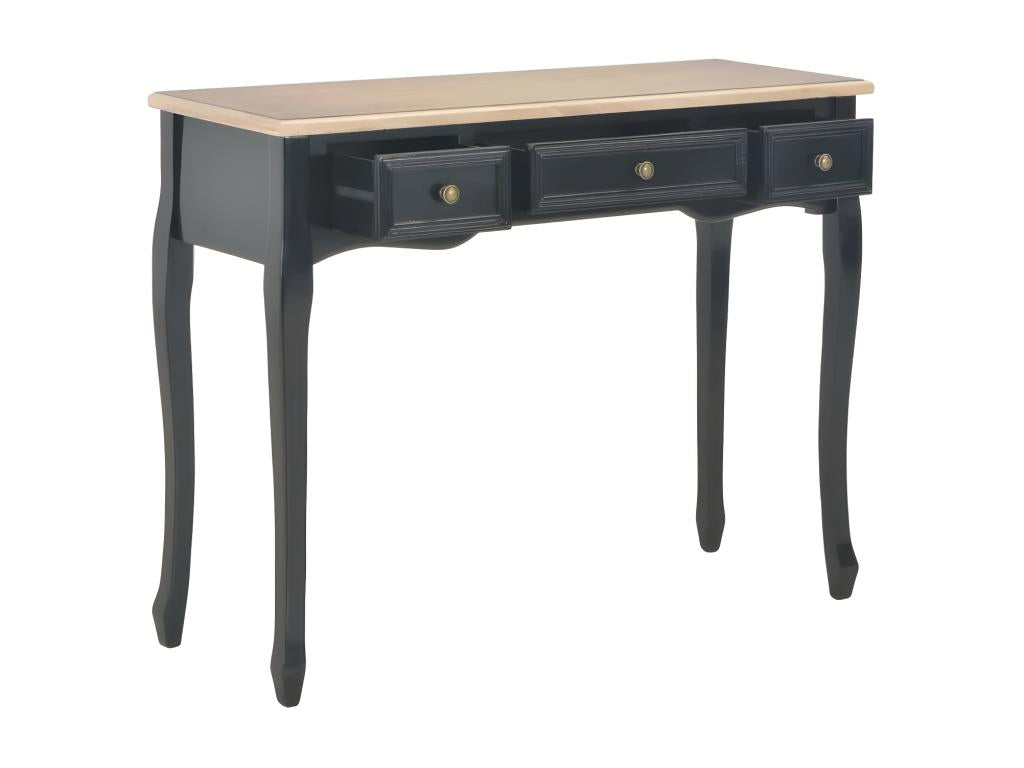 3-drawer dressing table console in light and black solid pine, Homelumiere