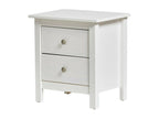 Homelumiere - Bedside Table with 2 Drawers, Solid Wood, White