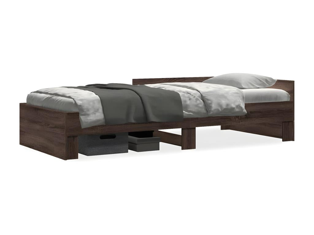 Brown oak bed frame 75x190 cm engineered wood 54331FUGM