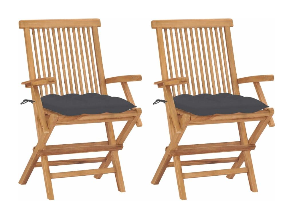Garden chairs with anthracite cushions, 2 pieces, teak wood, 84609QAIR